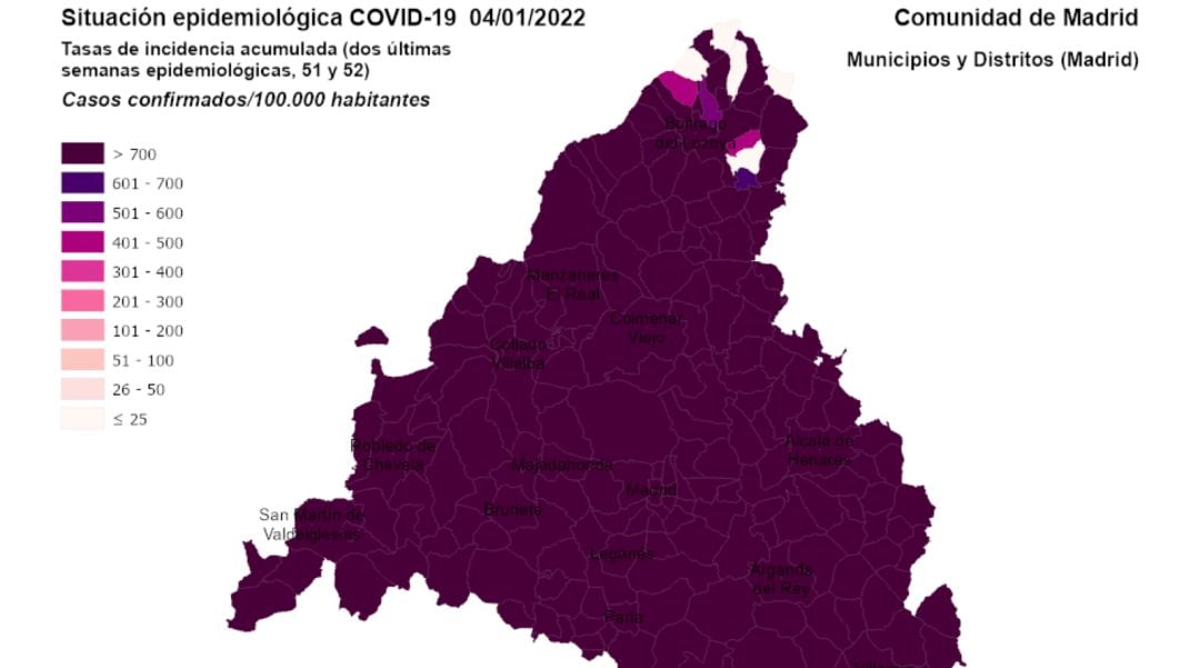 Los municipios del norte de Madrid aumentan su tasa de contagios frente a la semana pasada