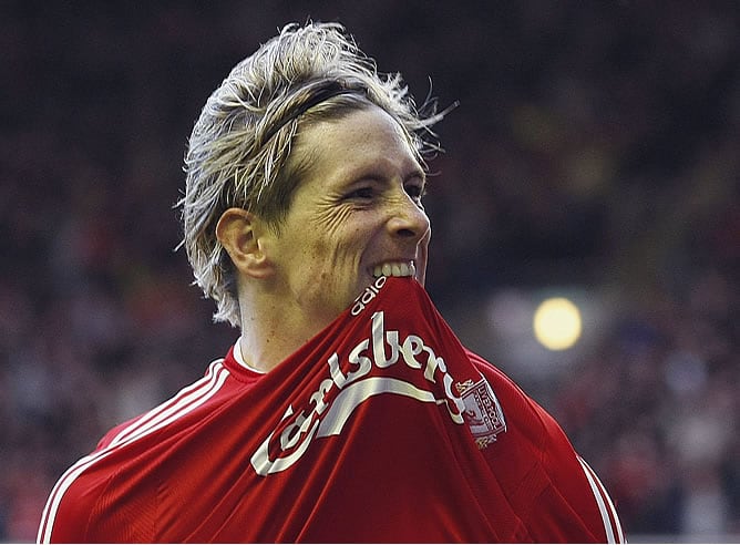 Fernando Torres celebra su gol ante el Manchester United