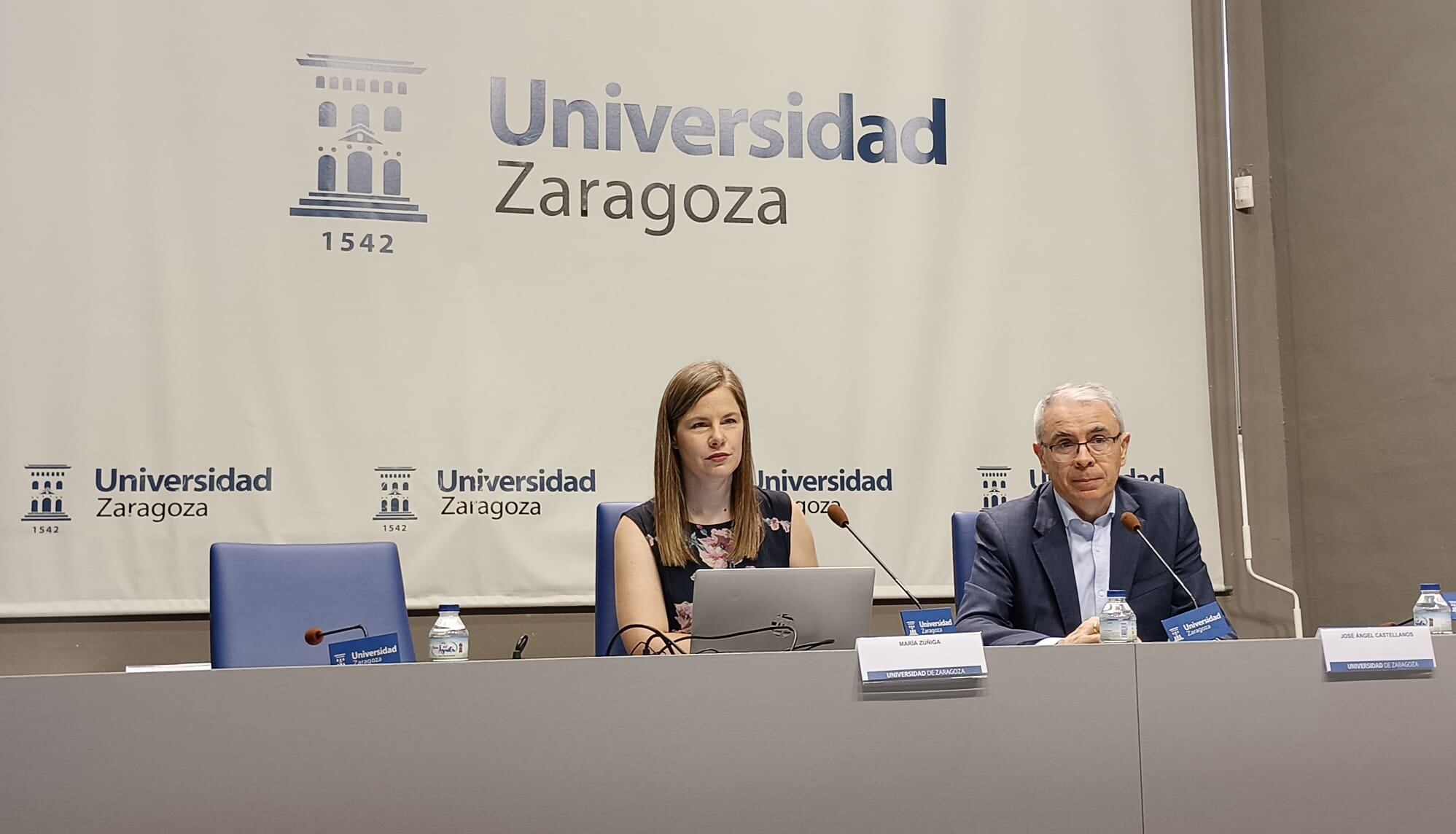 María Zúñiga y José Ángel Castellanos en la presentación de nuevos másteres de la Universidad de Zaragoza