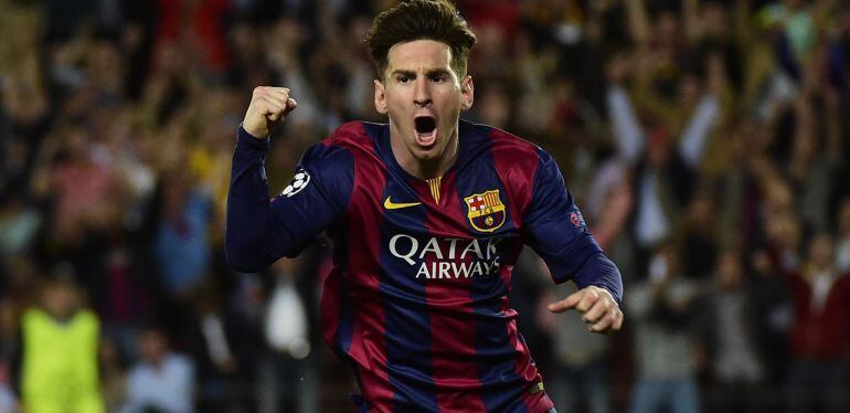 El argentino celebra uno de sus goles ante el Bayern.