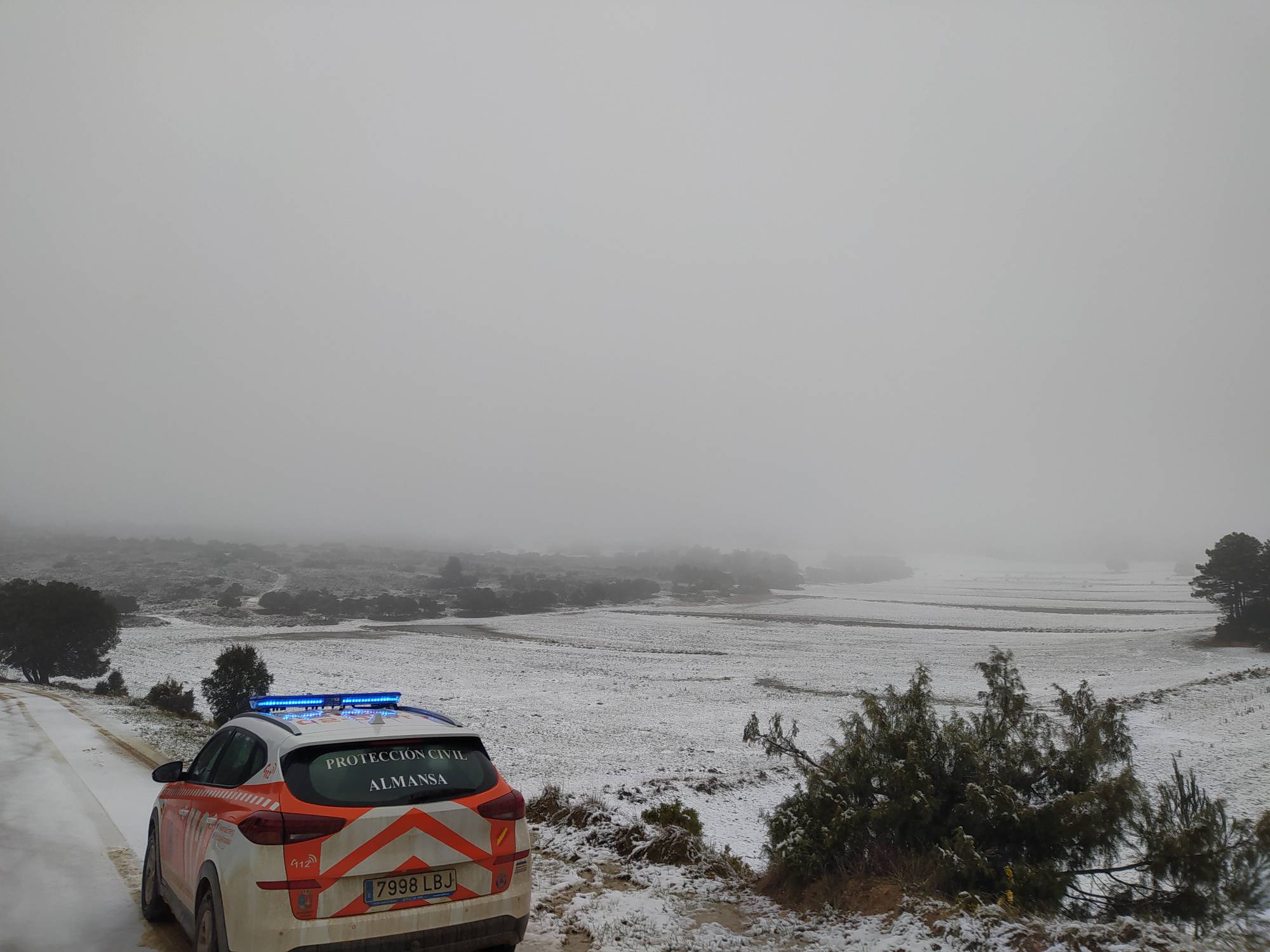 Imagen de Almansa nevada este martes