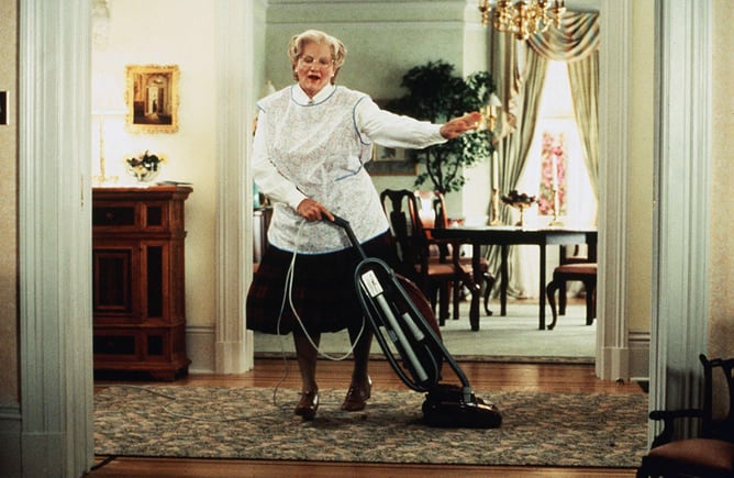 El actor Robin Williams interpreta el papel de Mrs. Doubtfire