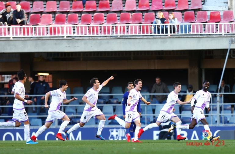 Los jugadores del Numancia celebran el 2-2 marcado por Diamanka.