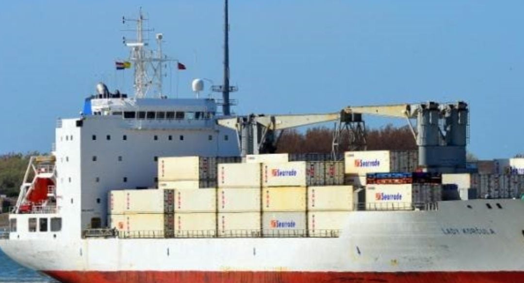 Imagen del barco con la carga de cítricos procedentes de Argentina