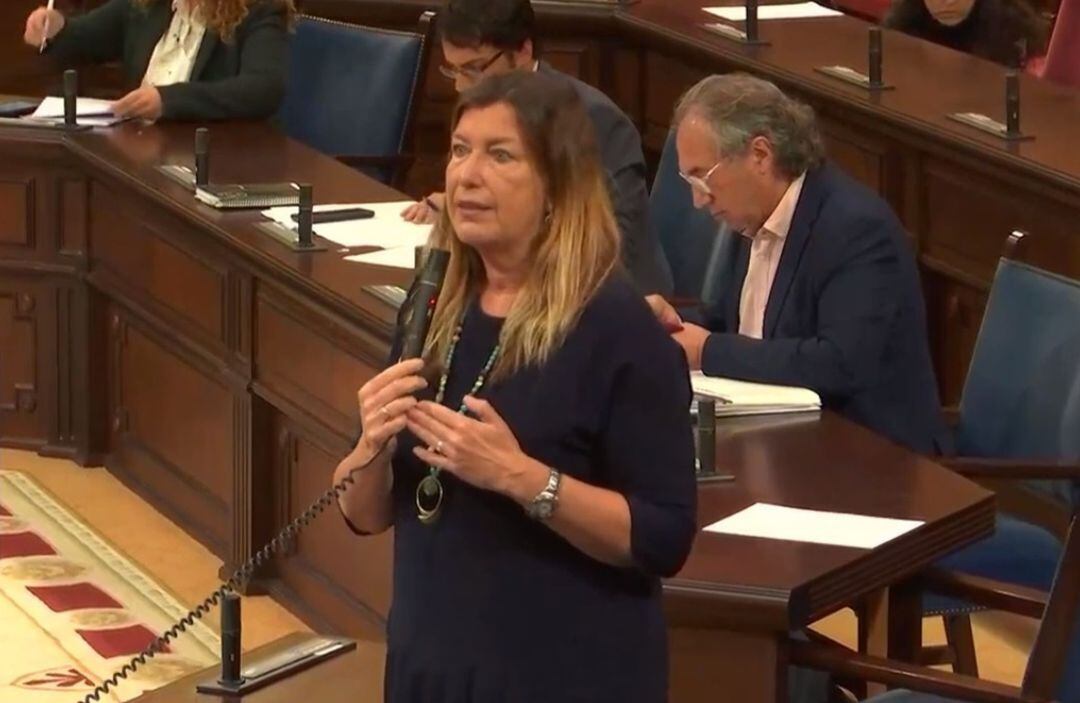 Imagen de la consellera Patricia Gómez contestando al diputado del PP, Toni Fuster