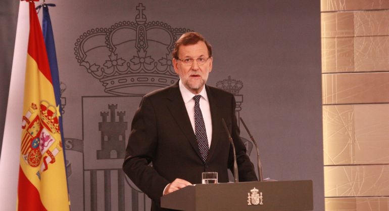 El presidente del Gobierno, Mariano Rajoy, durante la declaración institucional en respuesta al desafío independentista