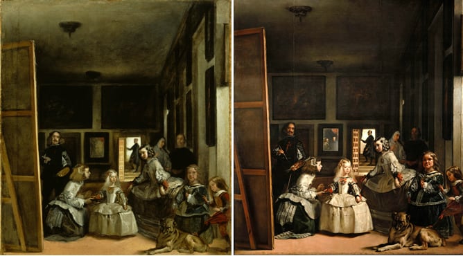 A la izquierda, Las Meninas del Kingston Lacy (Dorset) y a la derecha, Las Meninas del Museo del Prado