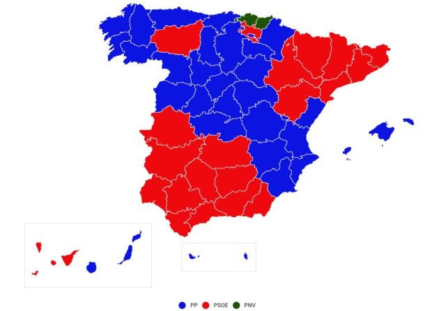 Resultados electorales de 2004: primera fuerza por provincias.