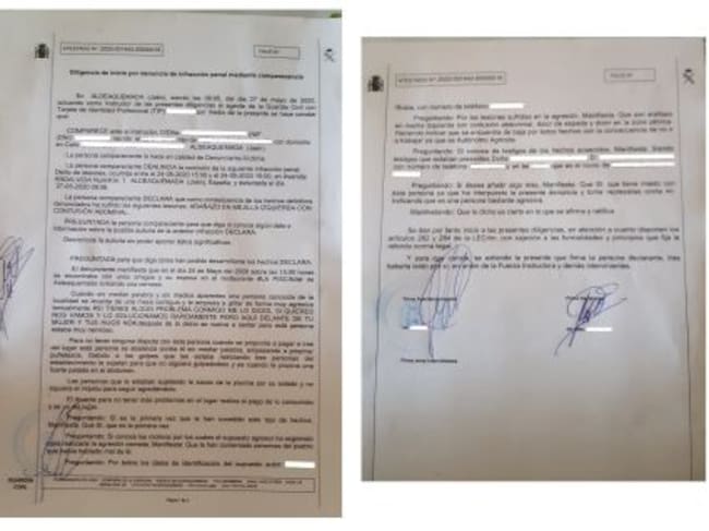 Esta es la denuncia que interpuso el agredido ante la Guardia Civil