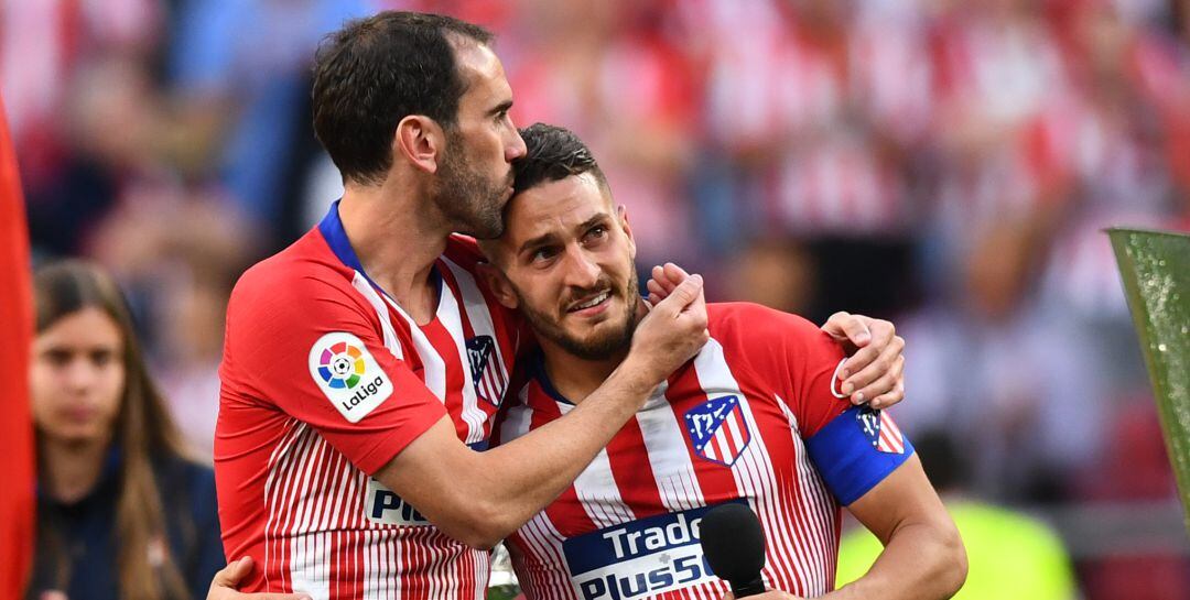 Koke, durante la despedida de Diego Godín