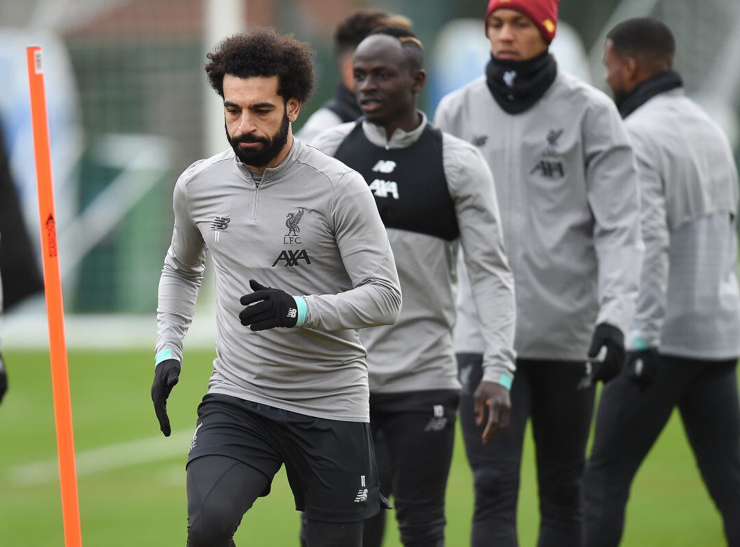 Salah, durante un entrenamiento previo a la pandemia. 