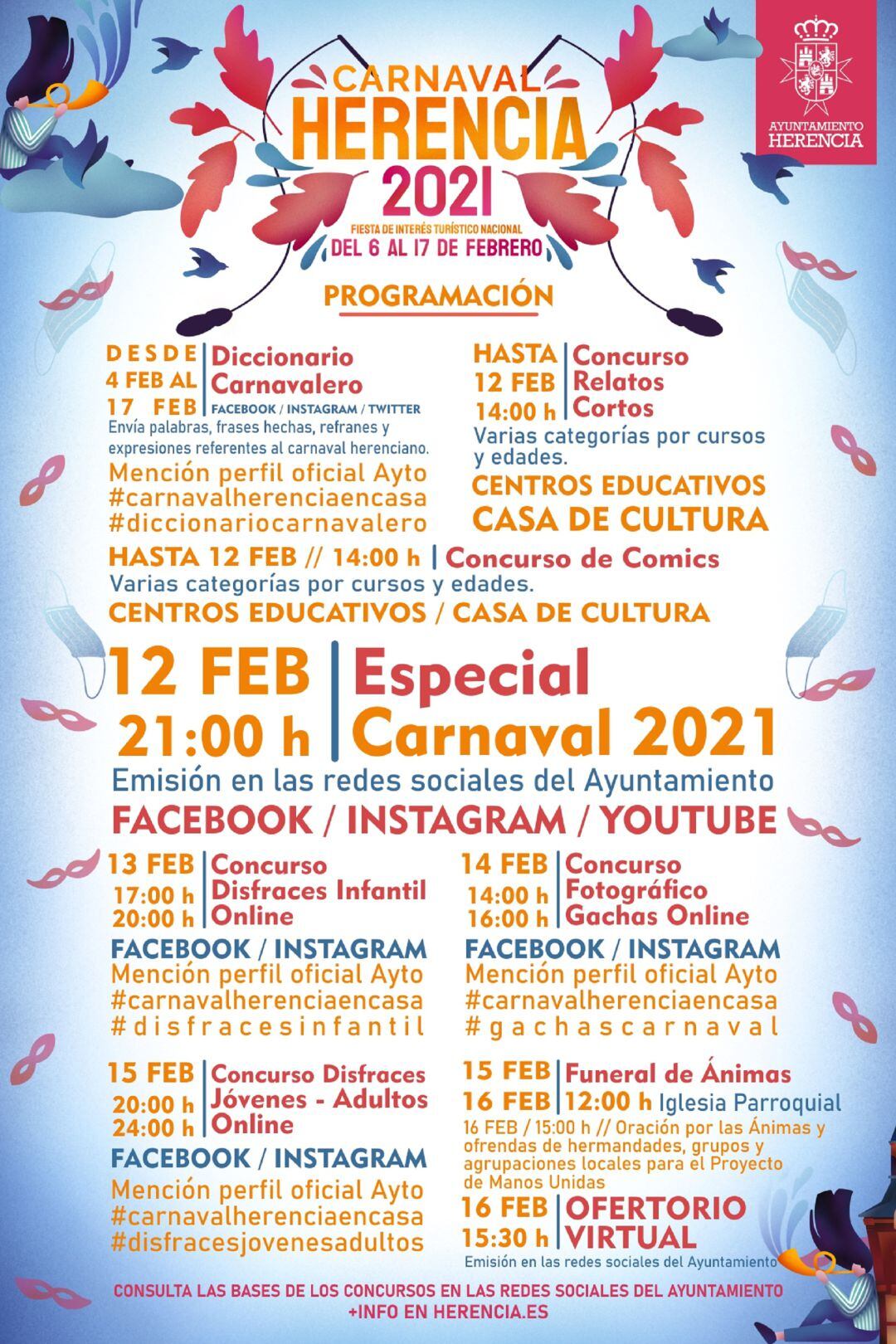 Cartel de las actividades del carnaval de Herencia