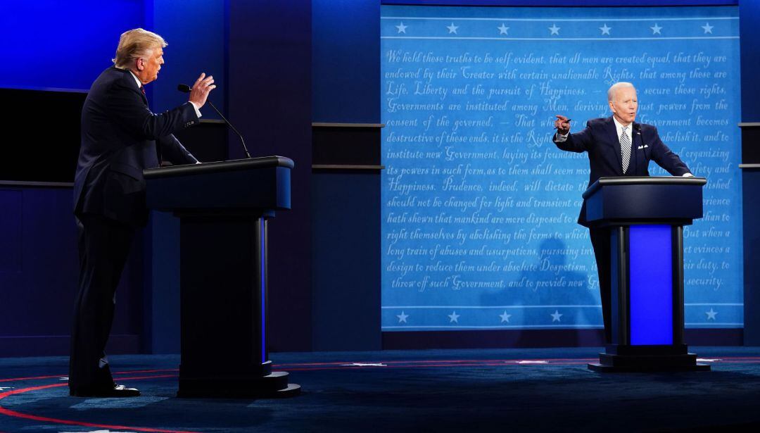 Donald Trump y Joe Biden en el primer debate de la campaña electoral en Estados Unidos