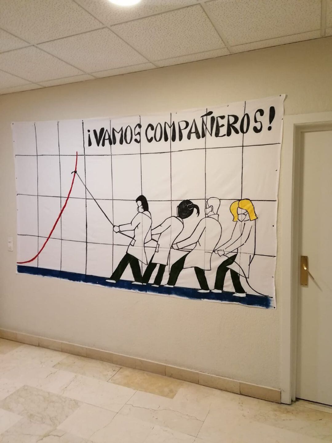 Dibujo colocado en el Hospital Río Carrión de Palencia