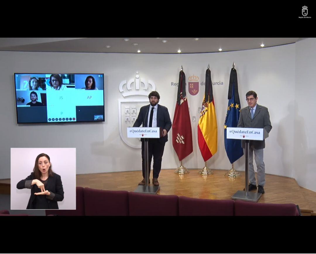 Comparecencia del presidente López Miras y el consejero de Salud, Manuel Villegas