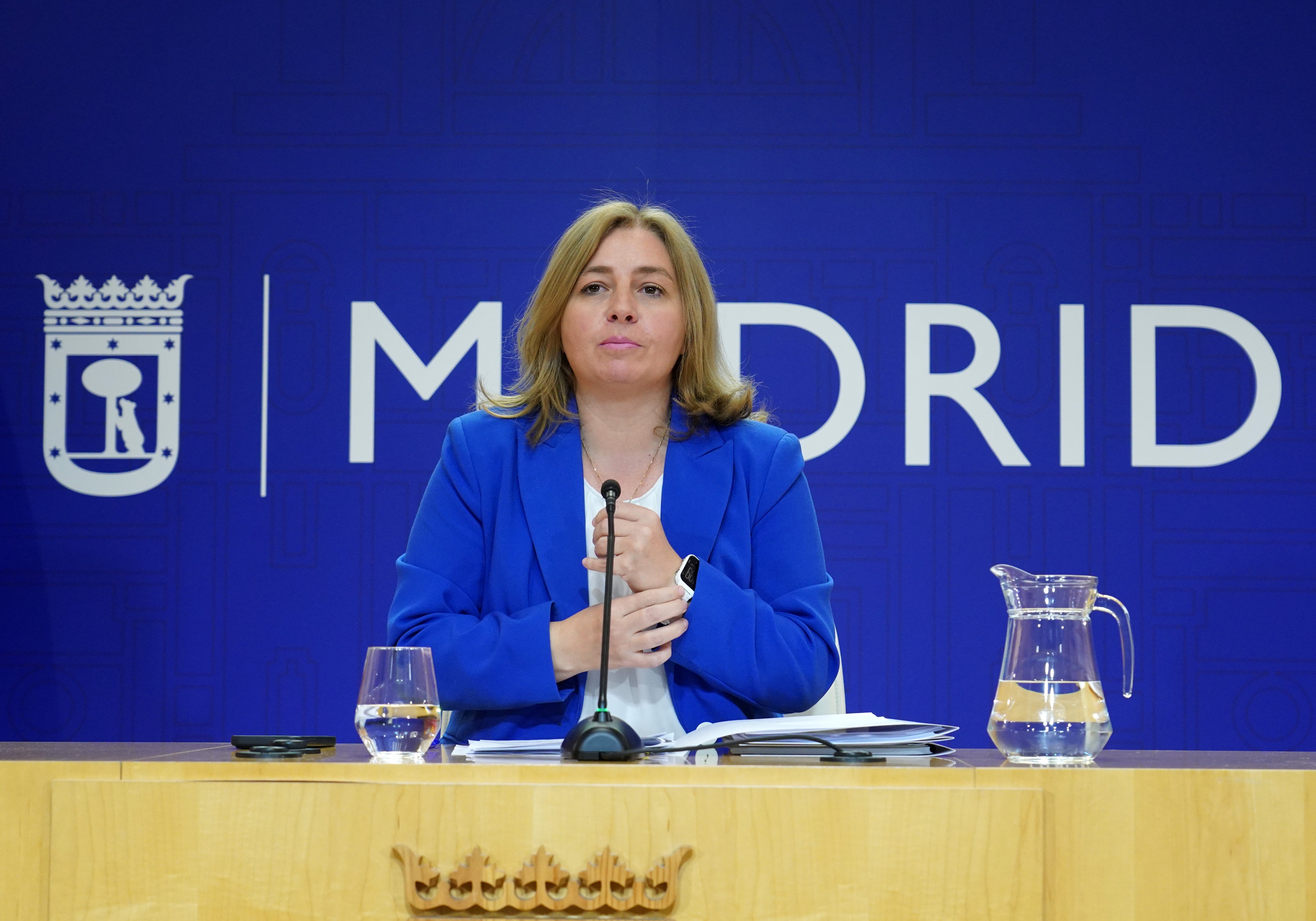 La vicealcaldesa y portavoz municipal, Inma Sanz, en la rueda de prensa posterior a la Junta de Gobierno. AYUNTAMIENTO DE MADRID.