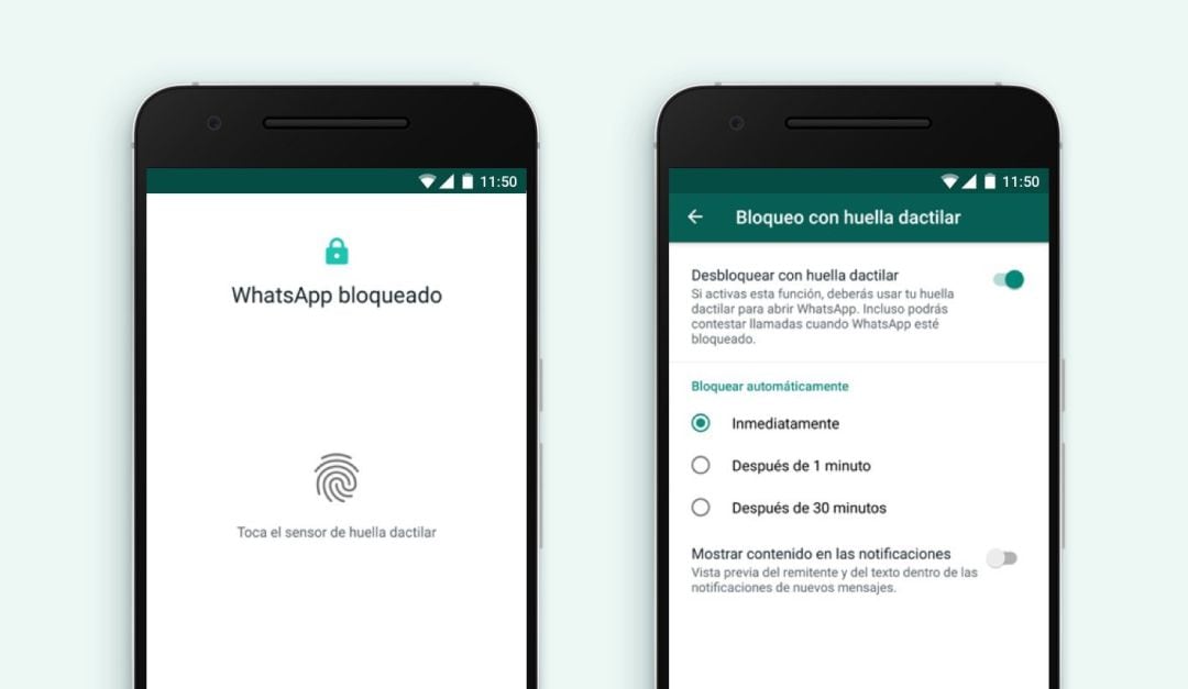 La nueva función de bloqueo mediante huella dactilar de WhatsApp.