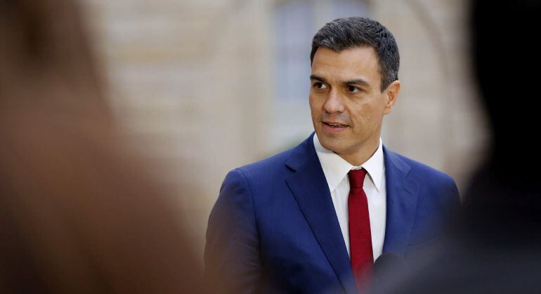 El secretario general del PSOE, Pedro Sánchez, durante una comparecencia ante los medios de comunicación