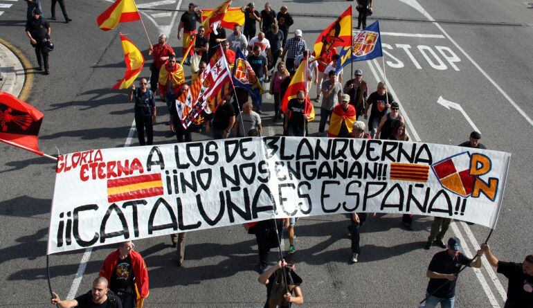 Una de sus consignas es &#039;Cataluña es España&#039;