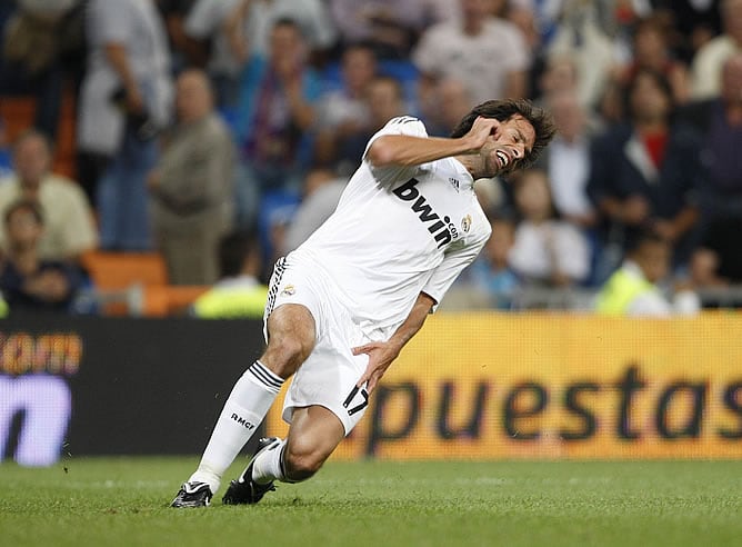 Van Nistelrooy, tras marcar el gol ante el Xerez