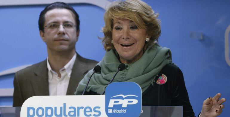 GRA011. MADRID, 23/12/2014.- La presidenta del PP en Madrid, Esperanza Aguirre, durante la rueda de prensa posterior a la reunión hoy del Comité de Dirección del partido, en la que ha anunciado que el diputado autonómico del PP Javier Fernández-Lasquetty 