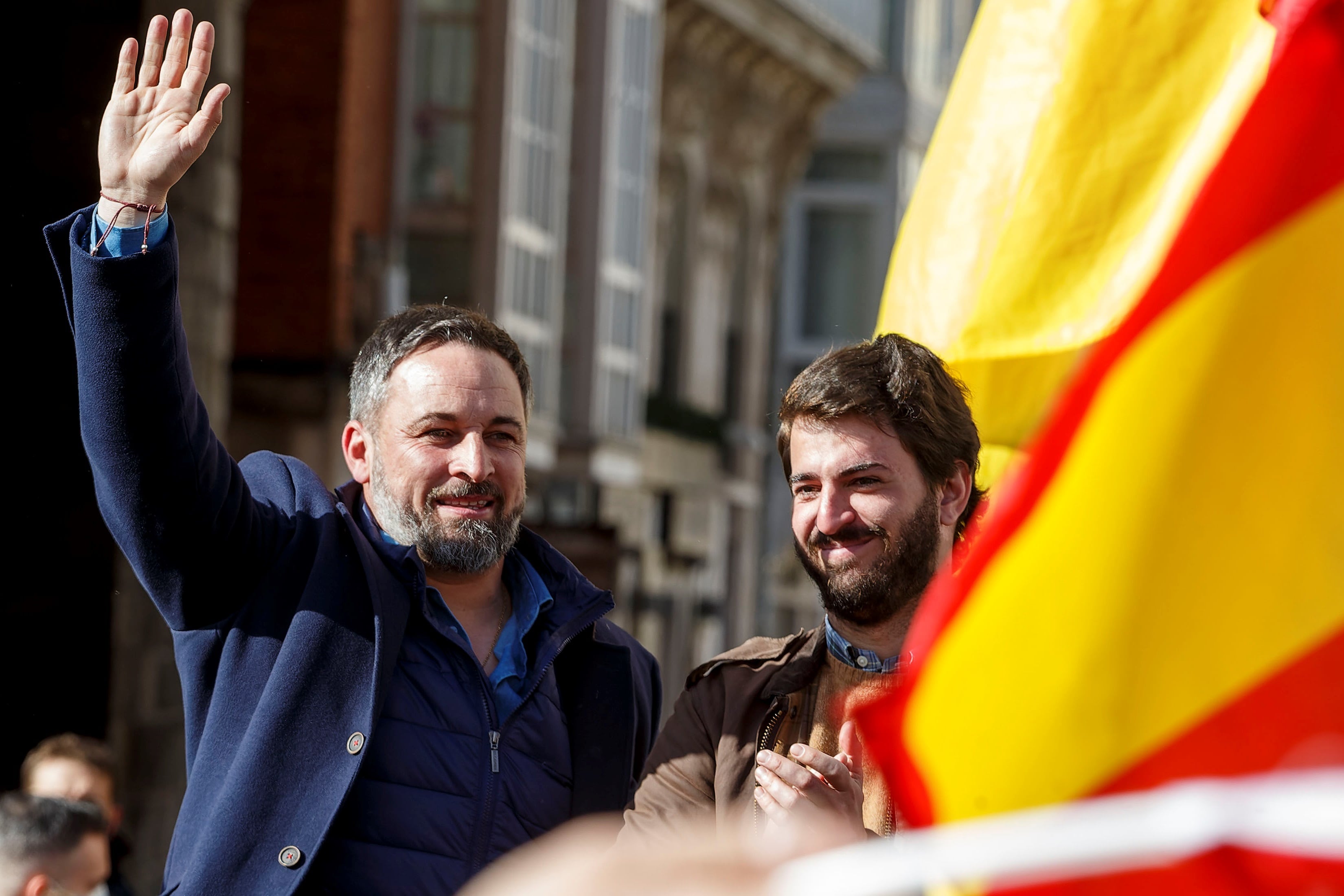 El líder de Vox, Santiago Abascal y el exvicepresidente de las Cortes de Castilla y León, Juan García-Gallardo