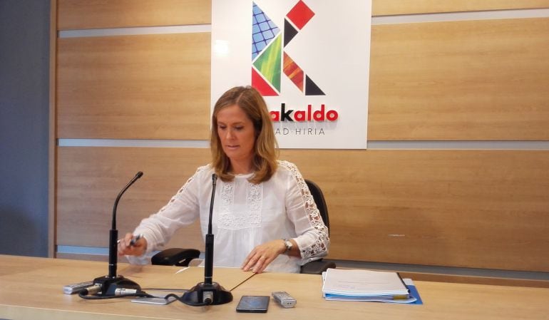 Amaia del Campo, alcaldesa de Barakaldo (PNV), durante la presentación de la auditoría.