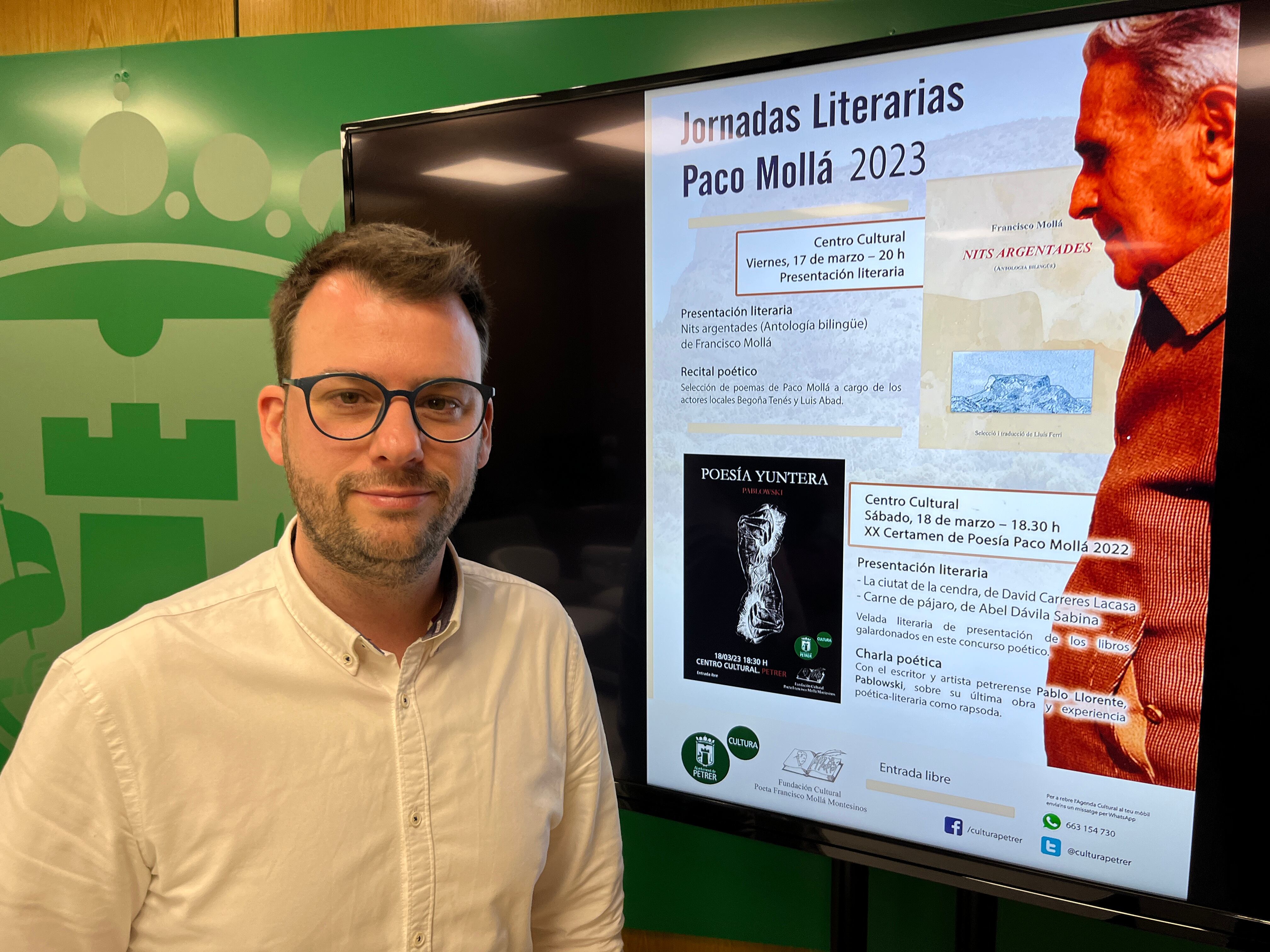Fernando Portillo, concejal de cultura de Petrer, Jornadas Literarias Paco Mollá 2023