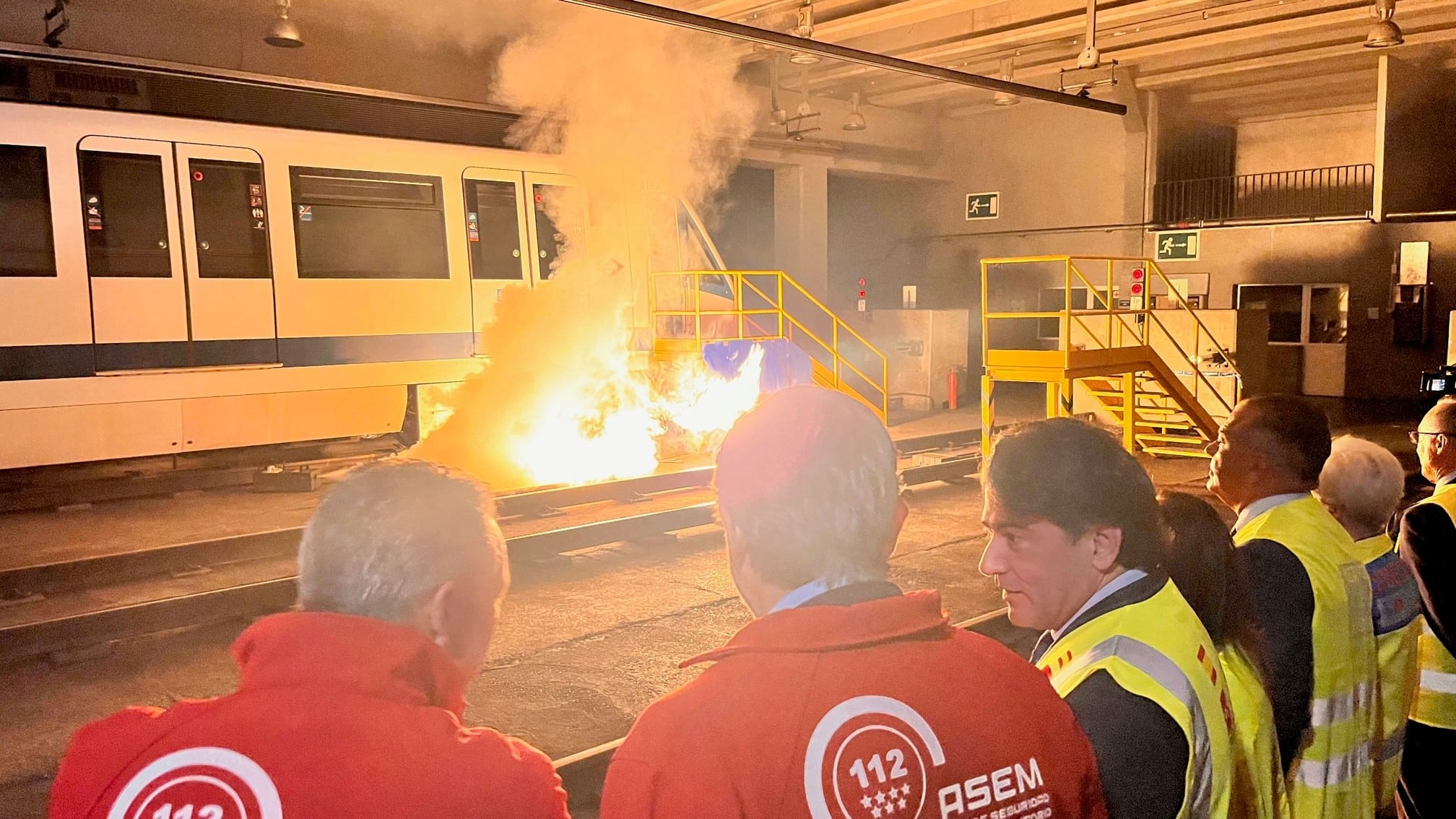 Imagen del simulacro de incendio en Metro de Madrid