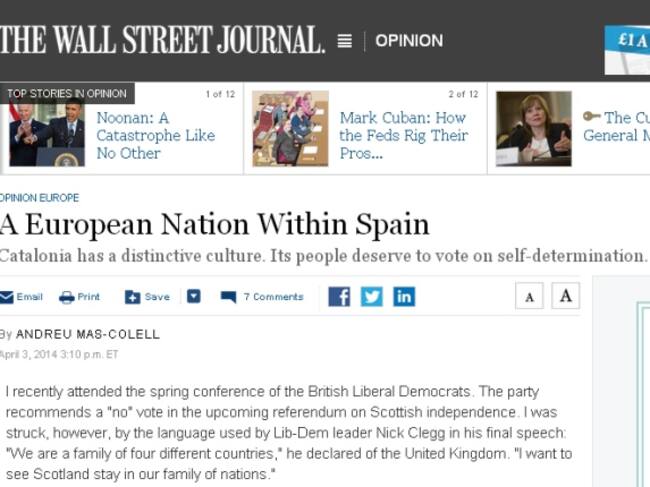 L'article del conseller a la web del 'Wall Street Journal'