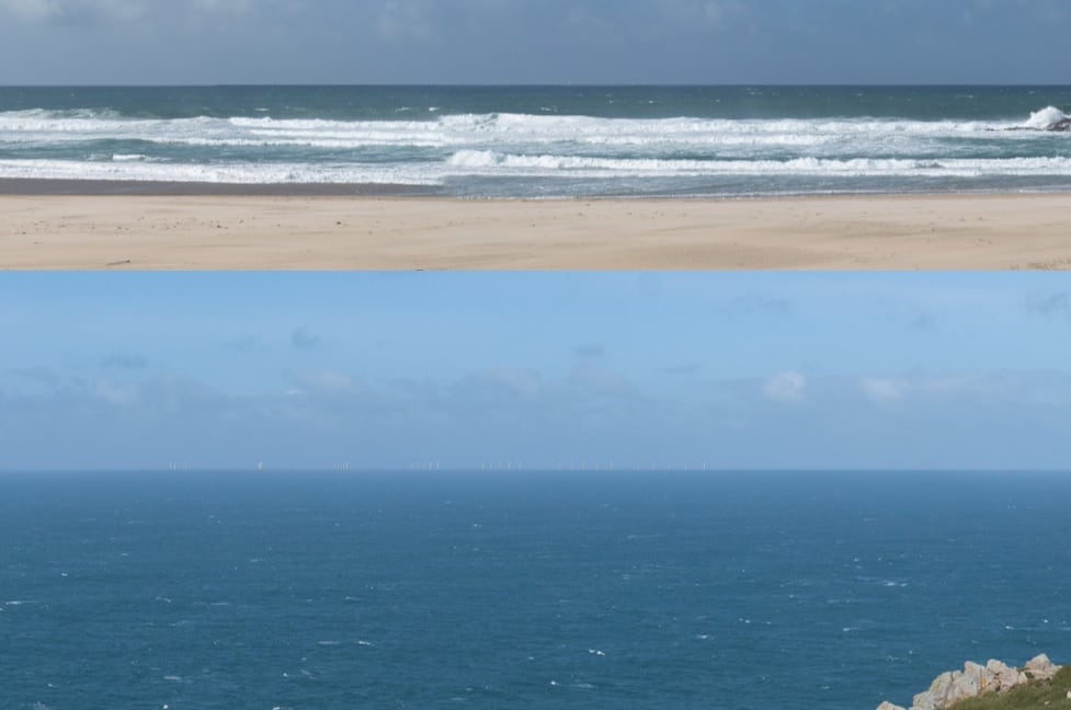 Simulación cómo se verán los eólicos desde A Frouxeira y Cabo Prior(foto: Parque Nordés)