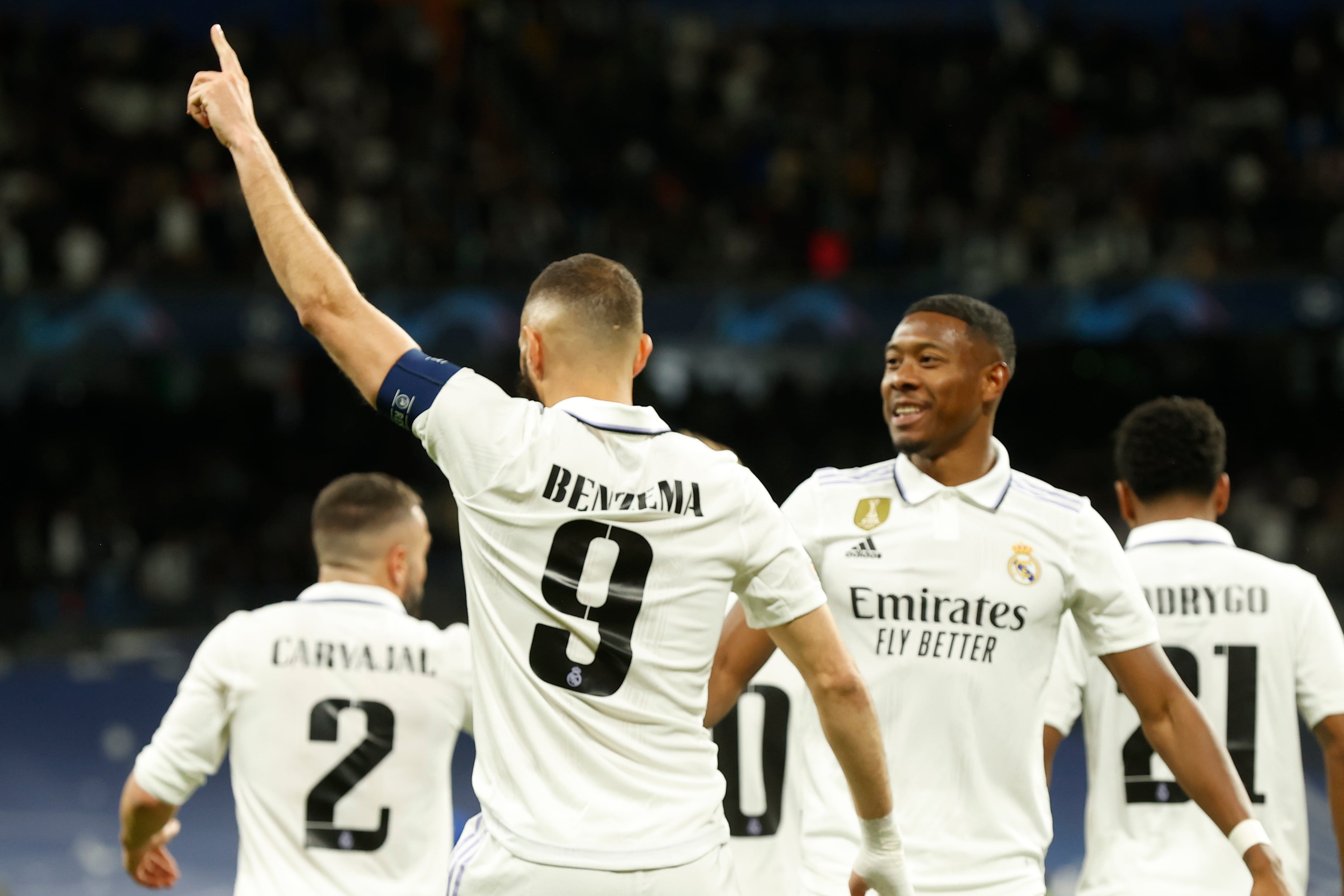 Benzema celebra su gol ante el Chelsea.