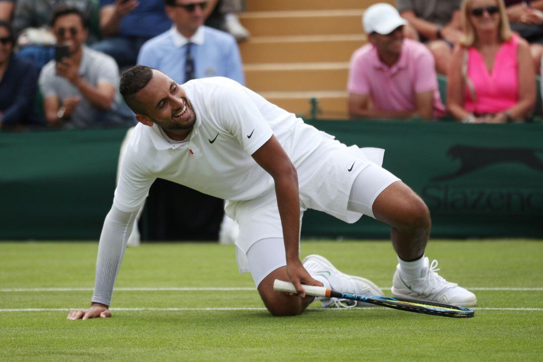 Kyrgios durante su primer partido en Wimbledon