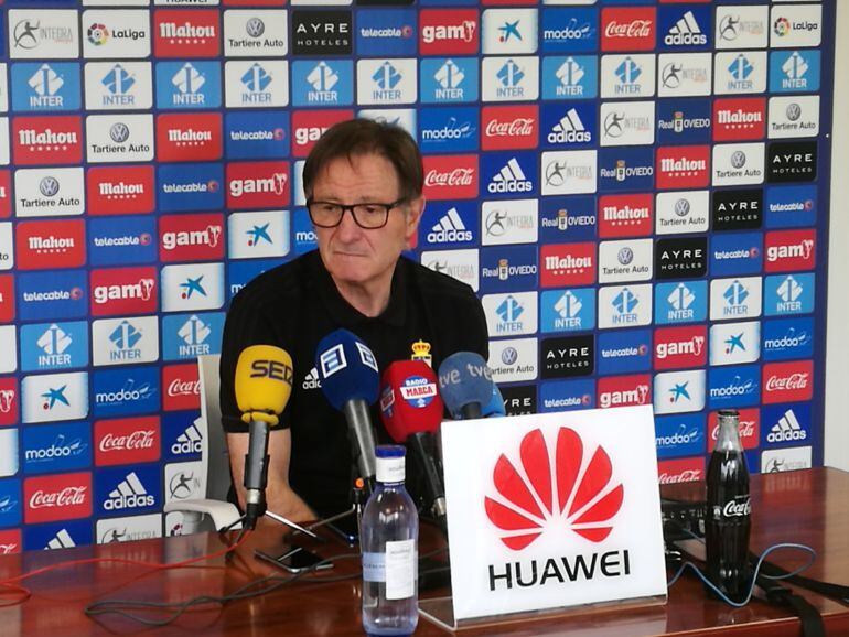 Juan Antonio Anquela en la rueda de prensa previa al partido contra el Nàstic de Tarragona.