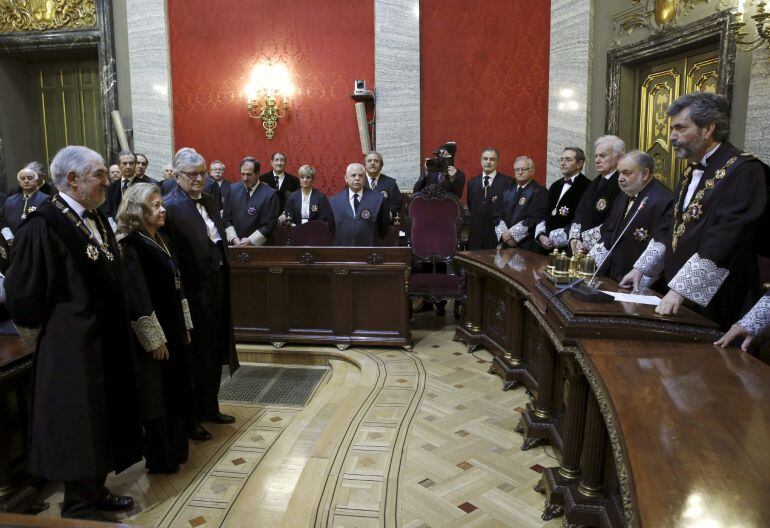 La nueva fiscal general del Estado, Consuelo Madrigal, durante el acto de toma posesión de su cargo en el Salón de Plenos del Tribunal Supremo