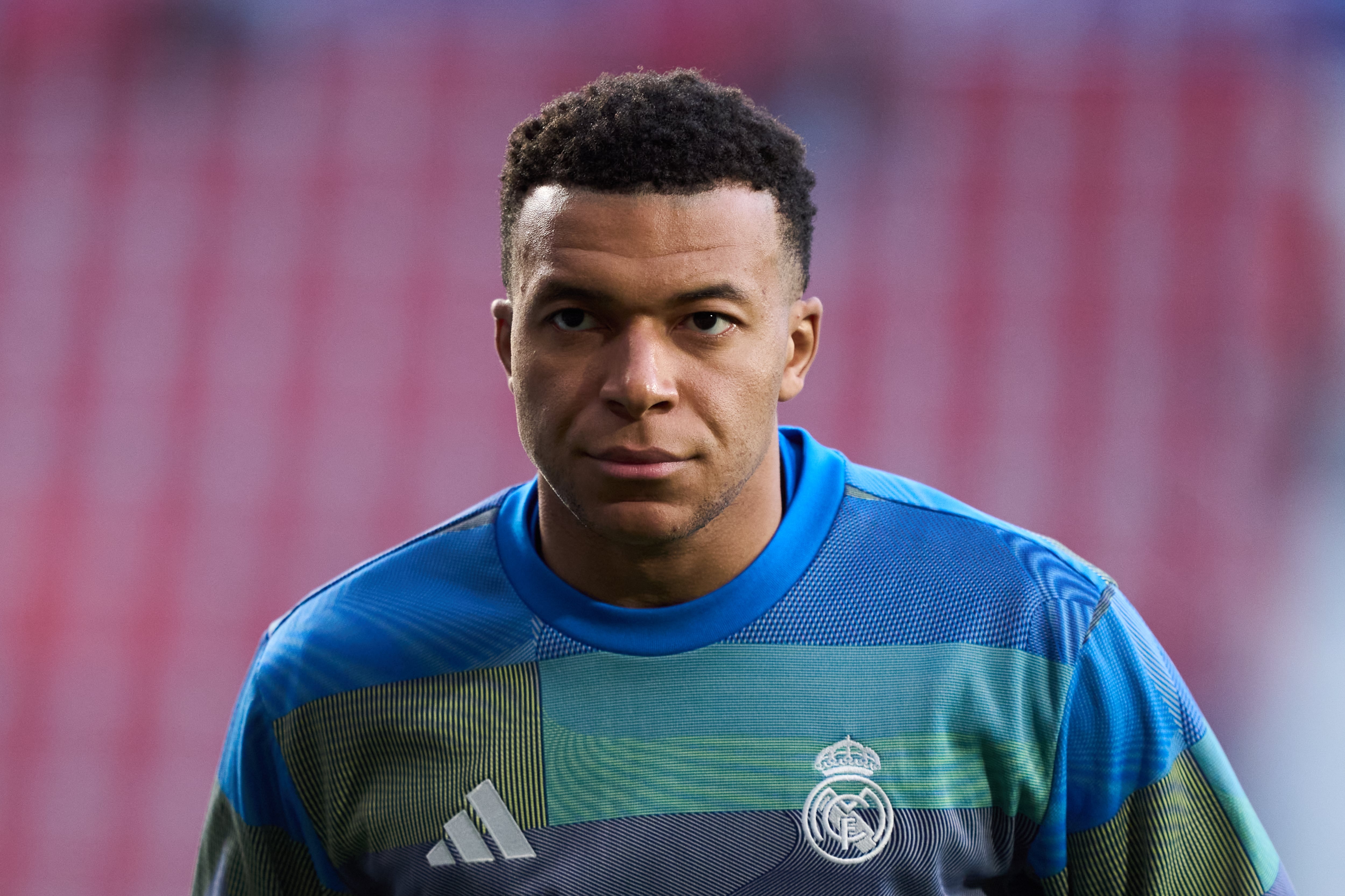 Kylian Mbappé antes del partido frente Osasuna en liga