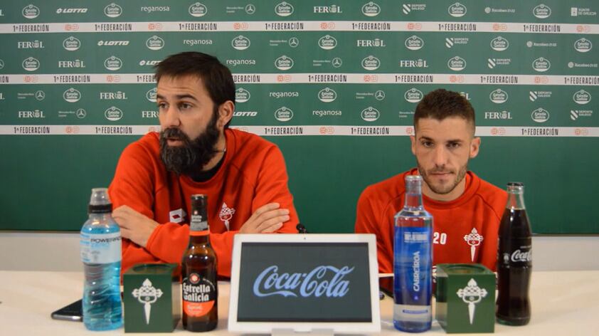 Joselu y Pep Caballé, en su comparecencia de este miércoles en A Malata (foto: Racing de Ferrol)