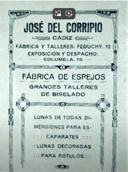 Cartel anunciador de la cristalería de José Corripio