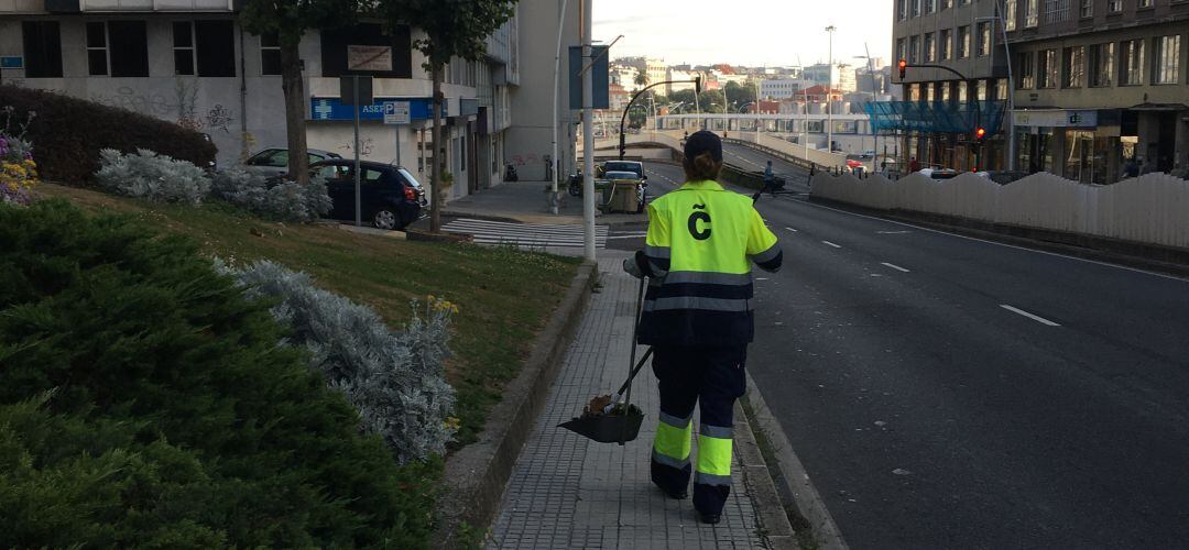 Trabajadora del sercicio de limpieza de A Coruña