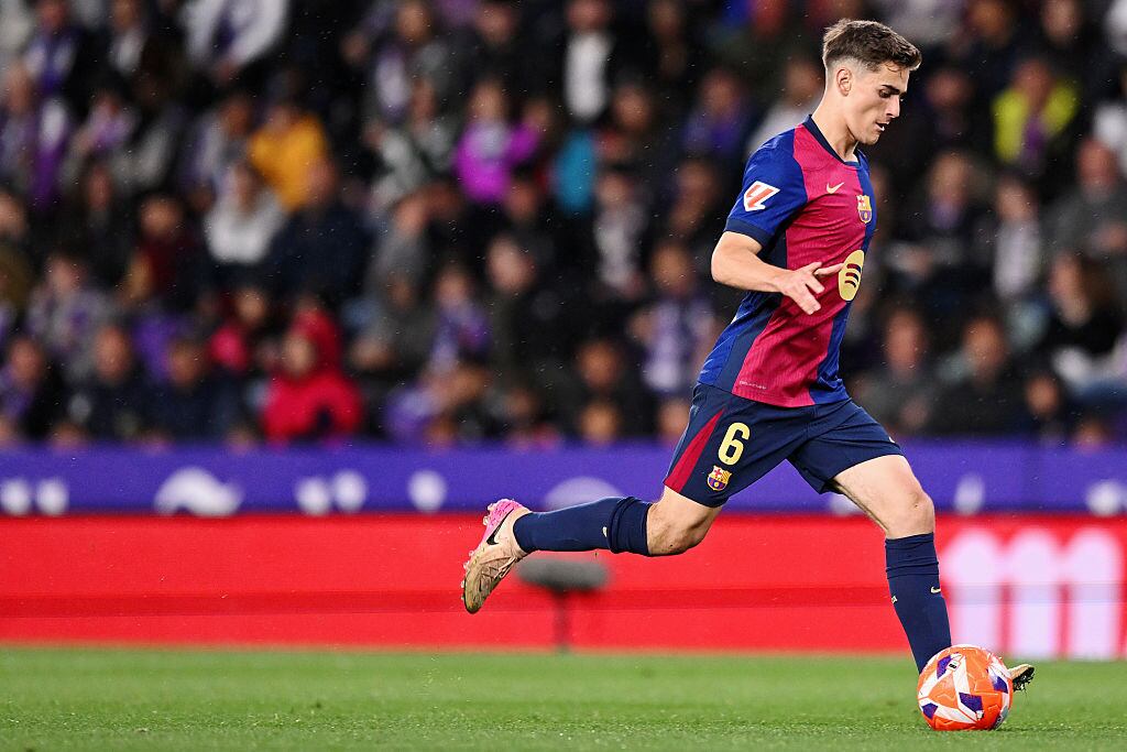 Gavi durante el partido ante el Real Valladolid