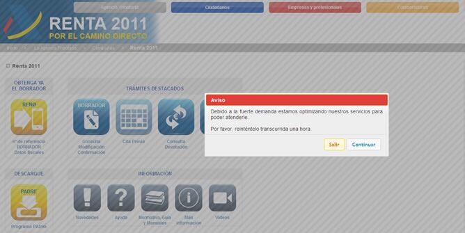 La web de la Agencia Tributaria, colapsada por la alta demanda para realizar el borrador de la Renta