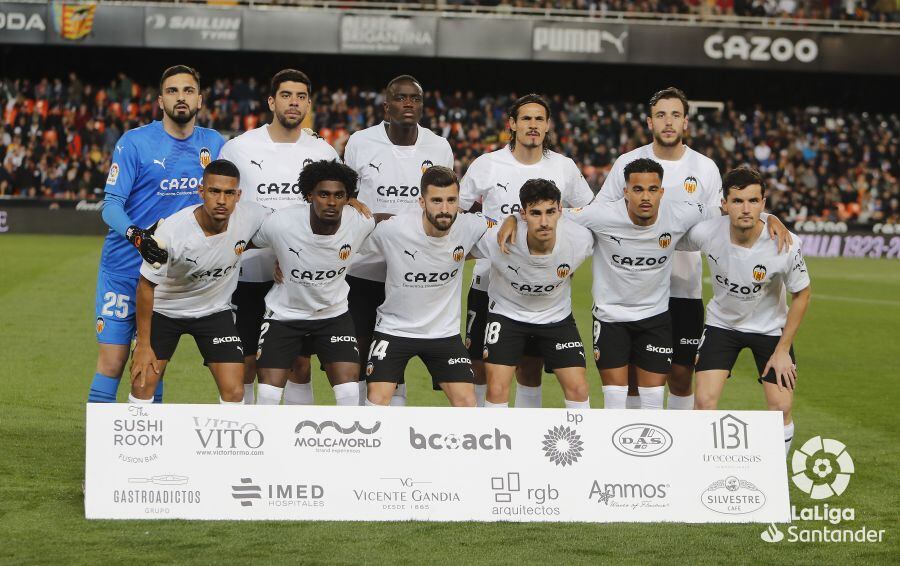 El once del Valencia ante el Rayo.