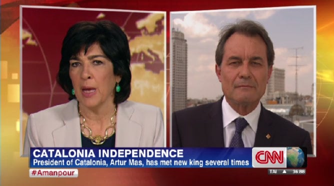 Momento de la entrevista entre Christiane Amanpour y Artur Mas