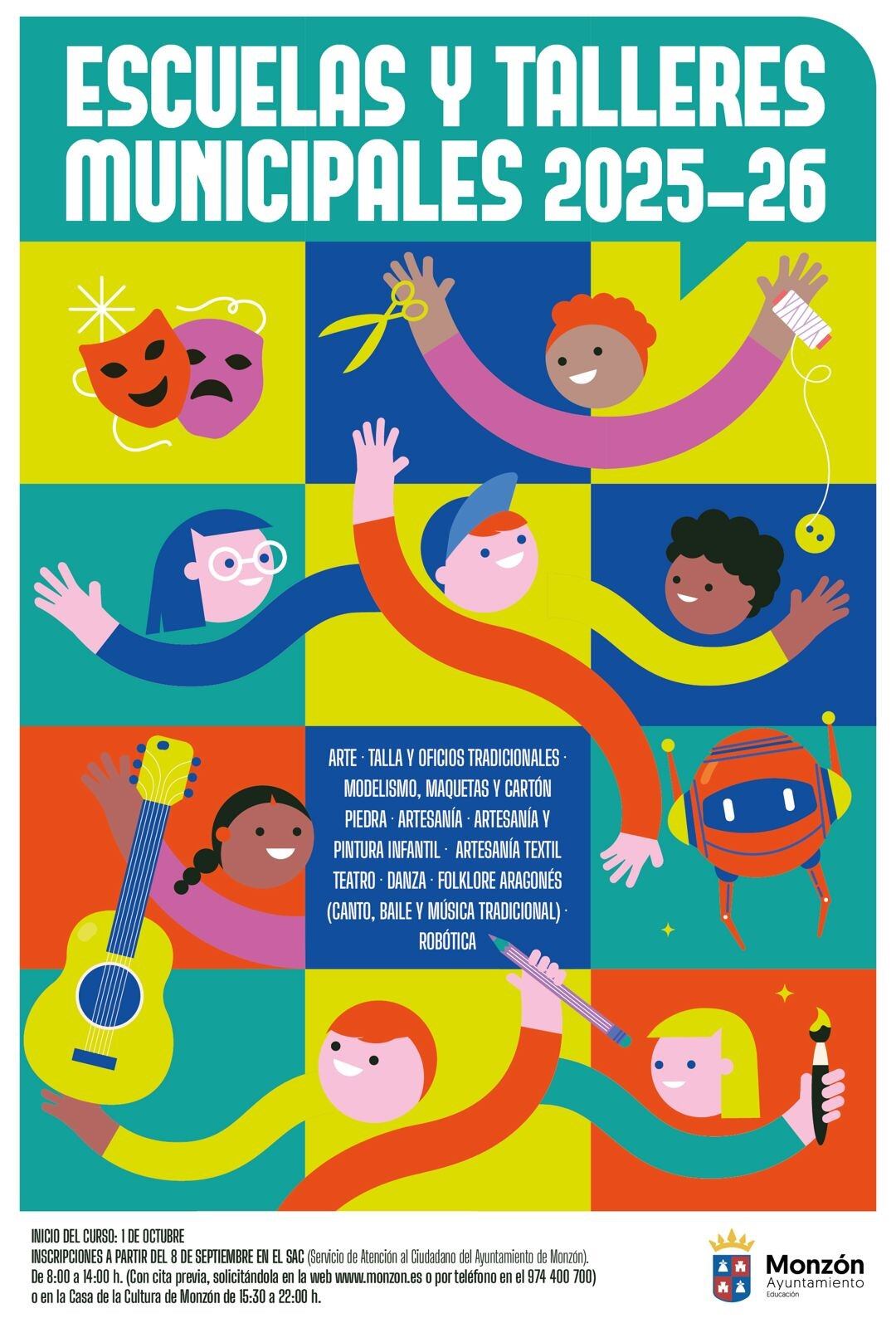 Cartel de las escuelas y talleres municipales