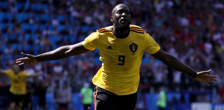 Lukaku celebra el segundo gol de Bélgica frente a Túnez