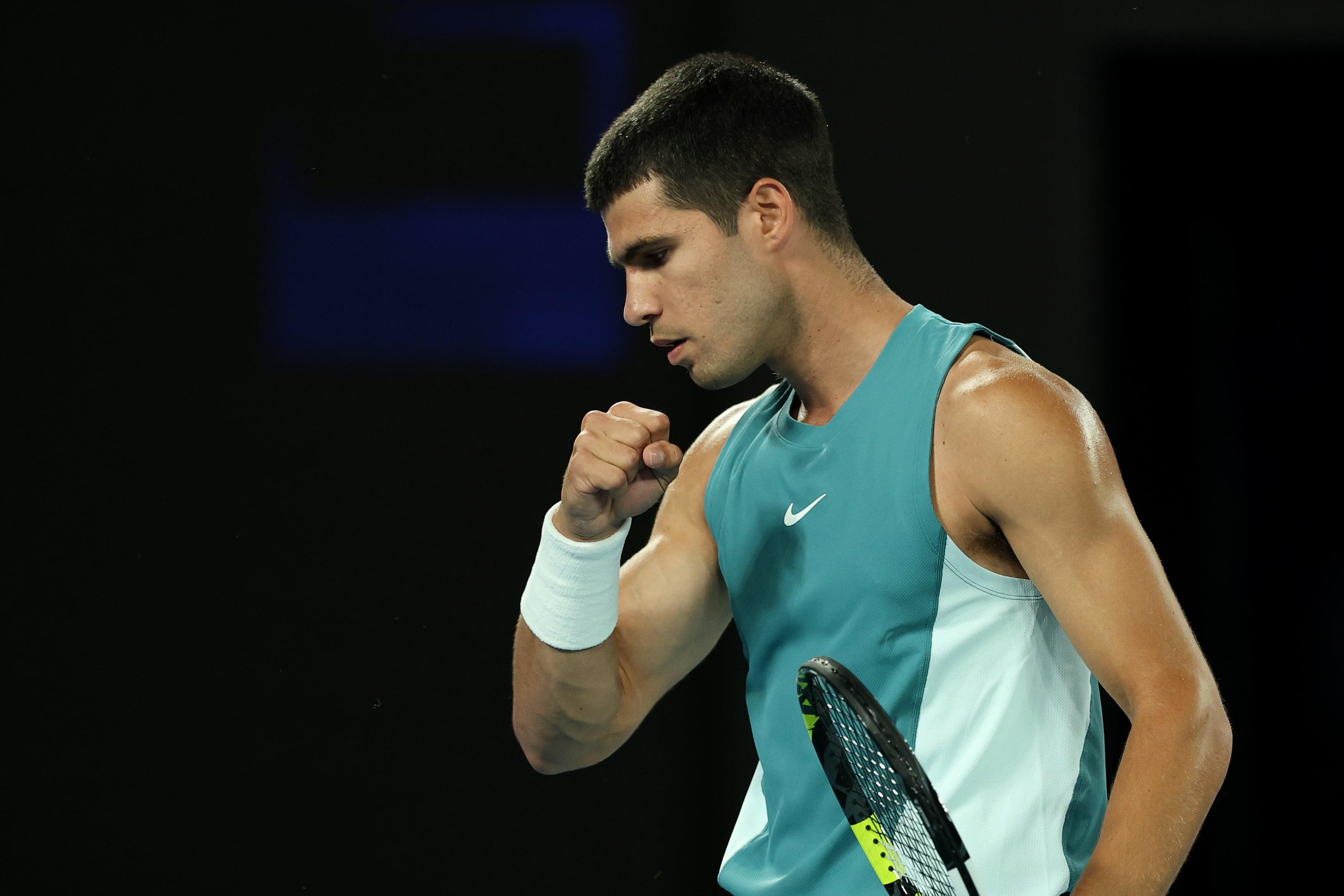 Carlos Alcaraz, durante su partido del Open de Australia frente a Novak Djokovic