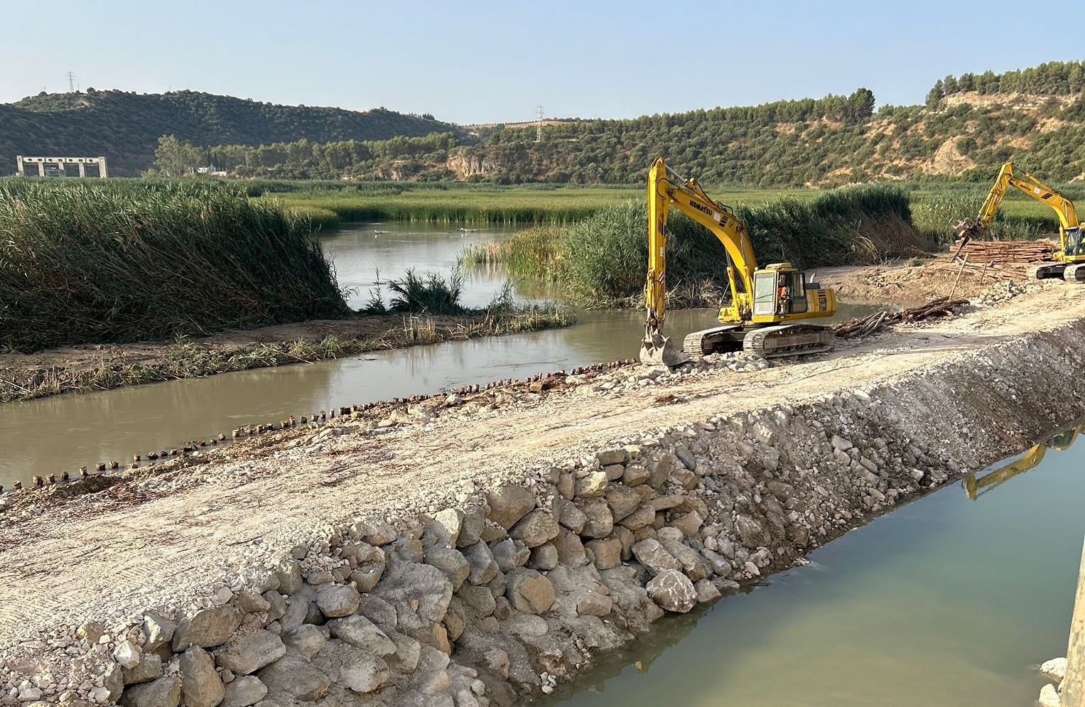 Obras de la Confederación Hidrográfica del Guadalquivir en el Embalse de Cordobilla