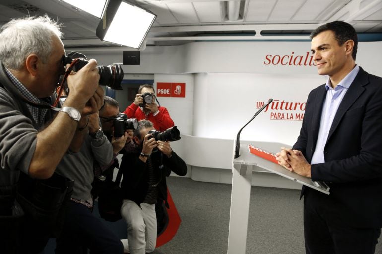  Pedro Sánchez, tras la reunión de la Ejecutiva federal socialista. 