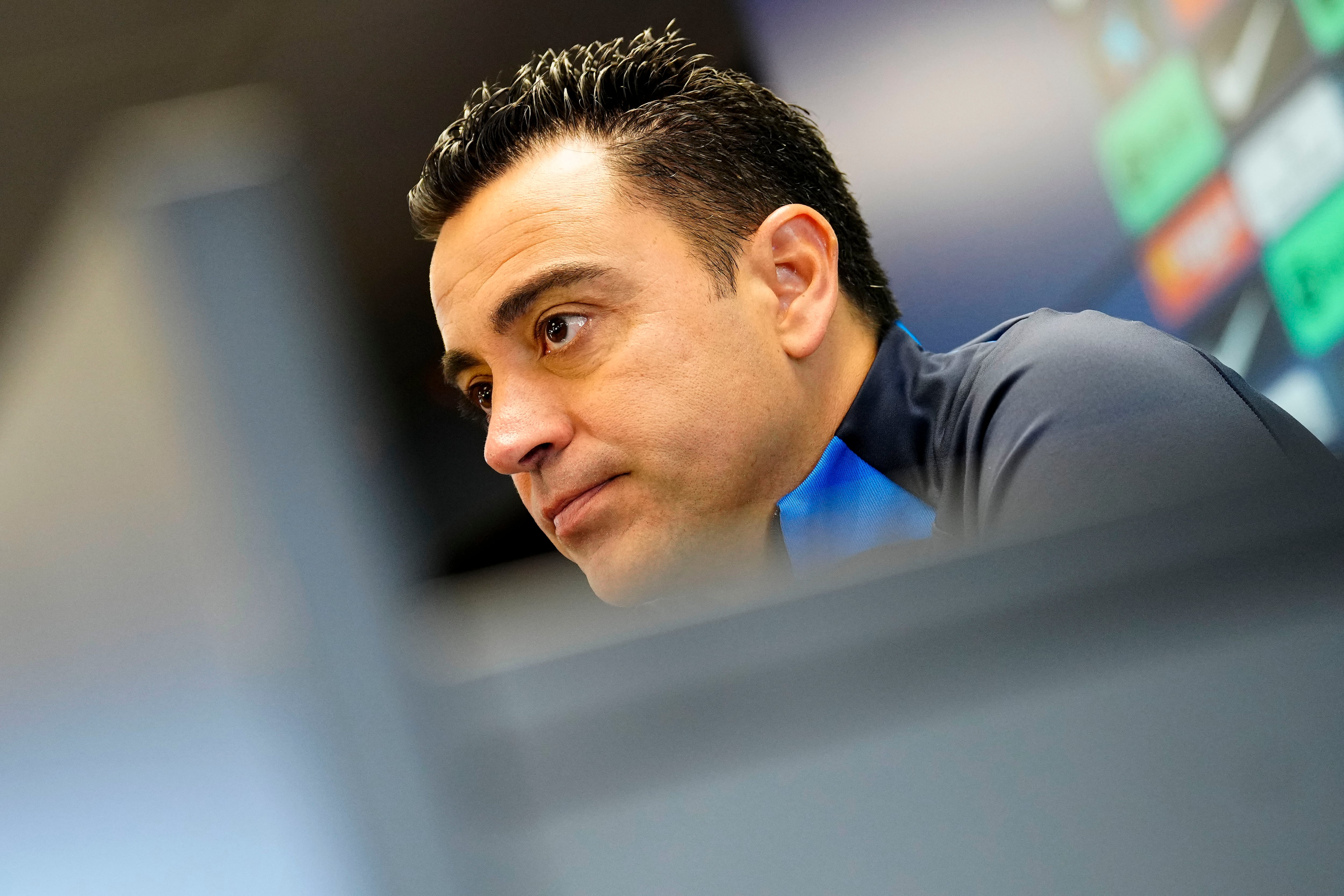 El entrenador del FC Barcelona, Xavi Hernández, durante la rueda de prensa.