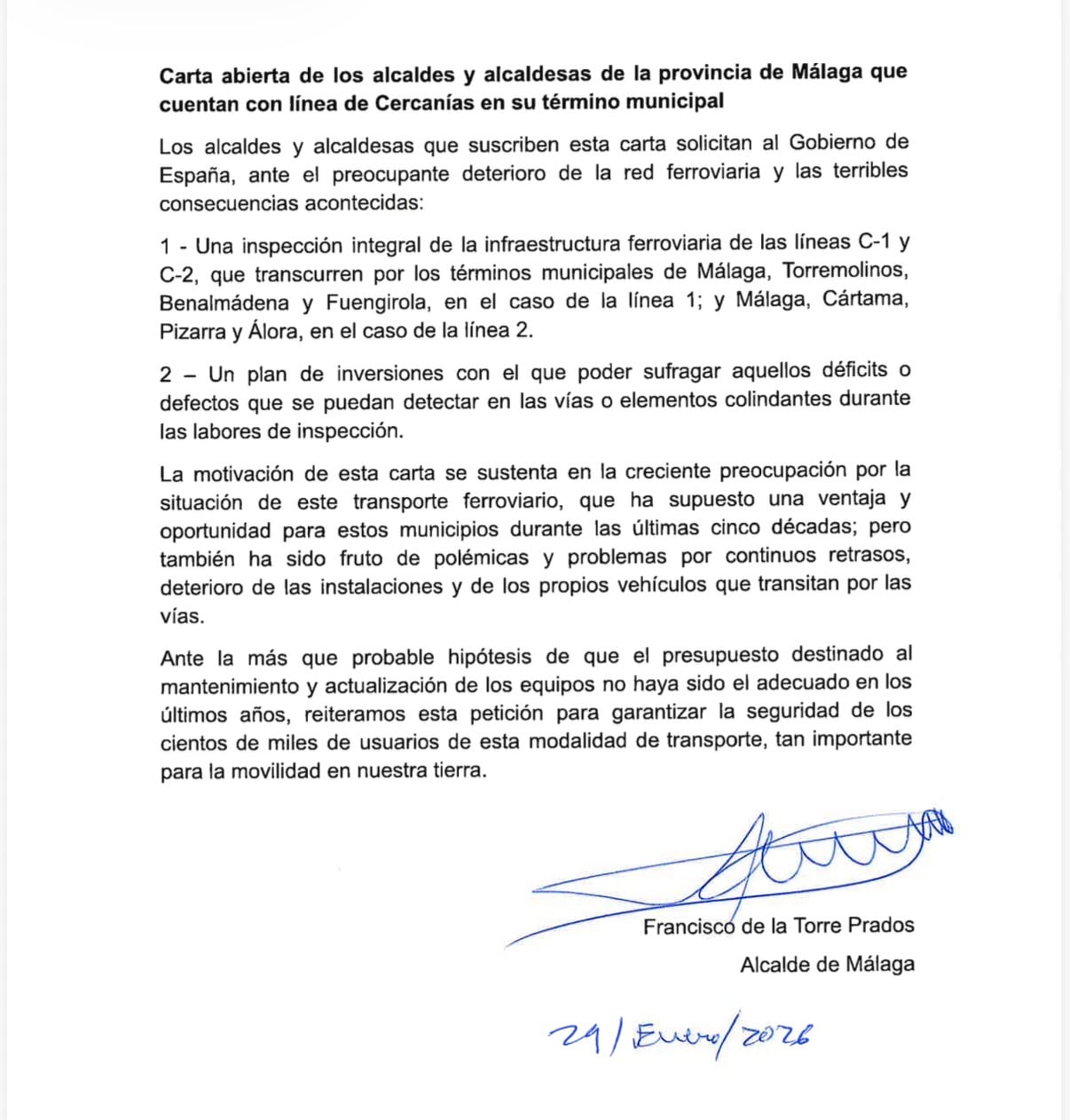 Cartas de los alcaldes de la Costa del Sol